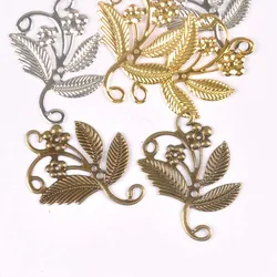 10Pcs gold silver and Bronze flower Tone Filigree Wraps Connectors Metal Crafts Gift Decoration DIY 52x41mm YKL0732