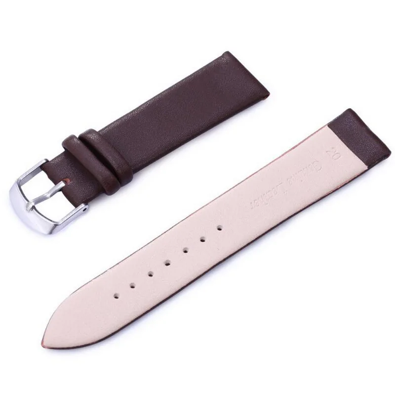 Leather Watch Band Wrist Strap 12 14 16 18 20 22mm Steel Buckle Replacement Bracelet Belt Black Brown Red White