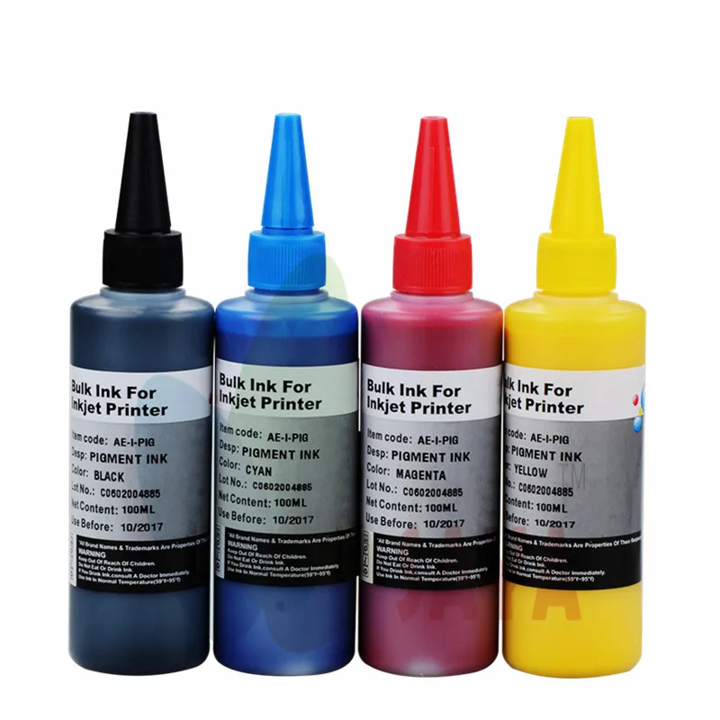 

Pigment ink refill for Epson STYLUS C67 C87 C87PE CX4100 CX4700 CX3700 Printer Water based Black pigment ink CMY 4 color x 100ml