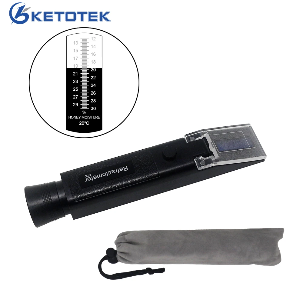 Hand Held Honey Refractometer 12-30% Water Honey Moisture Tester Meter ATC for Bee-keeping