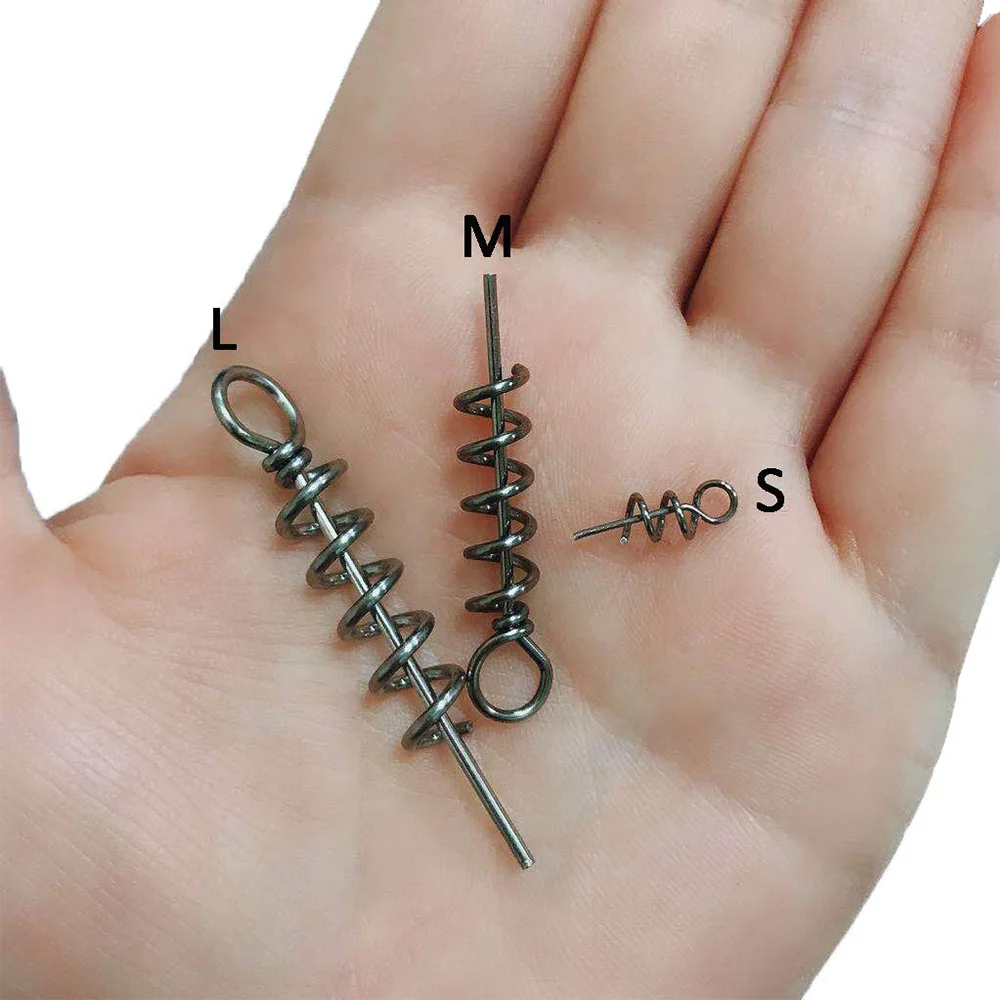 Hyaena 20pcs/lot Assist Soft Baits Hook Lures Pin Spring Twist Fixed Lock Screw Dagger Tools Fishing