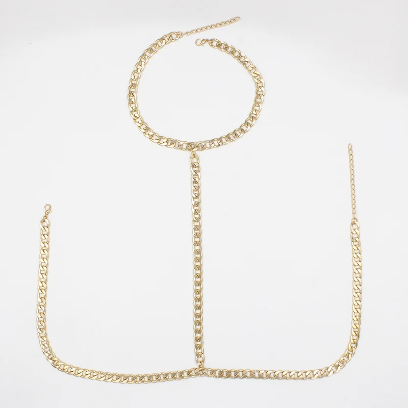 New Arrive Fashion Simple Punk Luxury Gold Color Chunky Link Bra Body Chain Jewelry