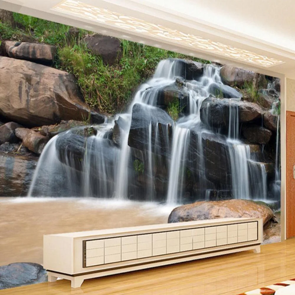 

Nature Landscape 3d Waterfall Photo Wallpaper Murals for Living Room HD Mural Paiting Custom Size papel de parede para quarto