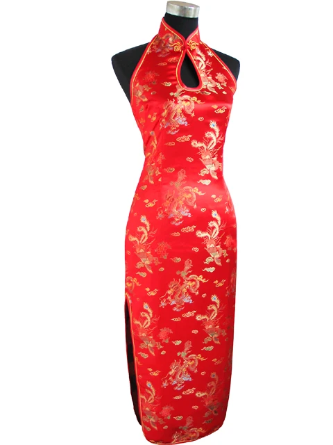 Le donne vestono le donne nuovo arrivo vestito stile cinese Dragon Phoenix Backless Costume lungo Cheongsam abito da sera Qipao