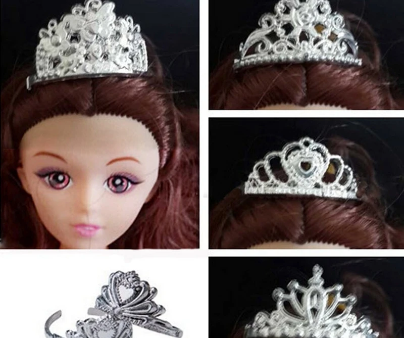 5pcs/lot Doll Accessories Plastic Crown Tiara Headwear Hairwear Hair Accessories For Barbie Dolls For 1/6 BJD Doll House