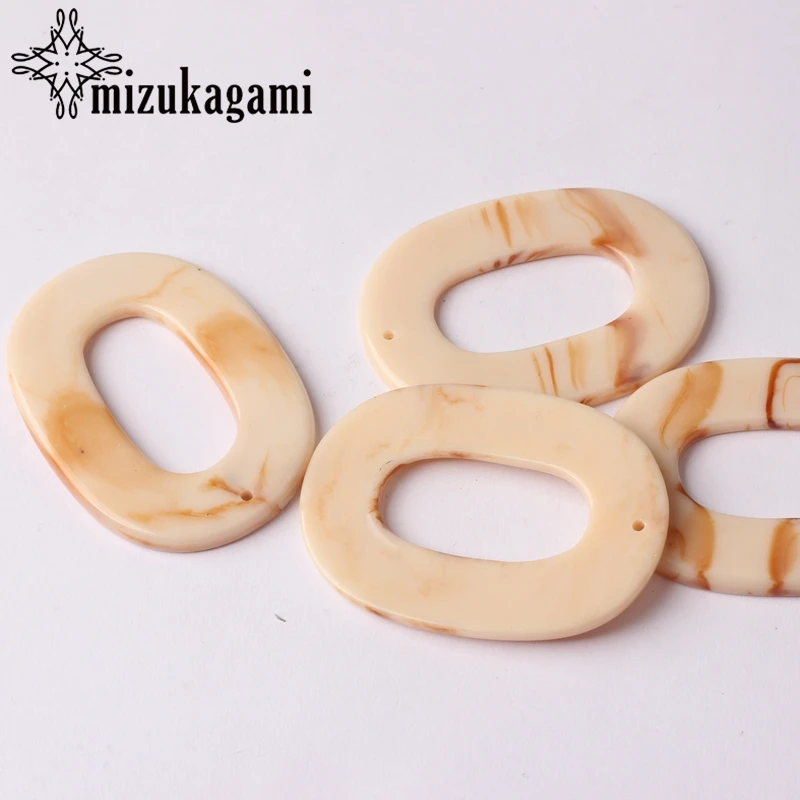 White Smooth Acetic Acid Resin Round Circle Oval Charms 6pcs/lot For DIY Fashion Drop Earrings Making Finding Accessories