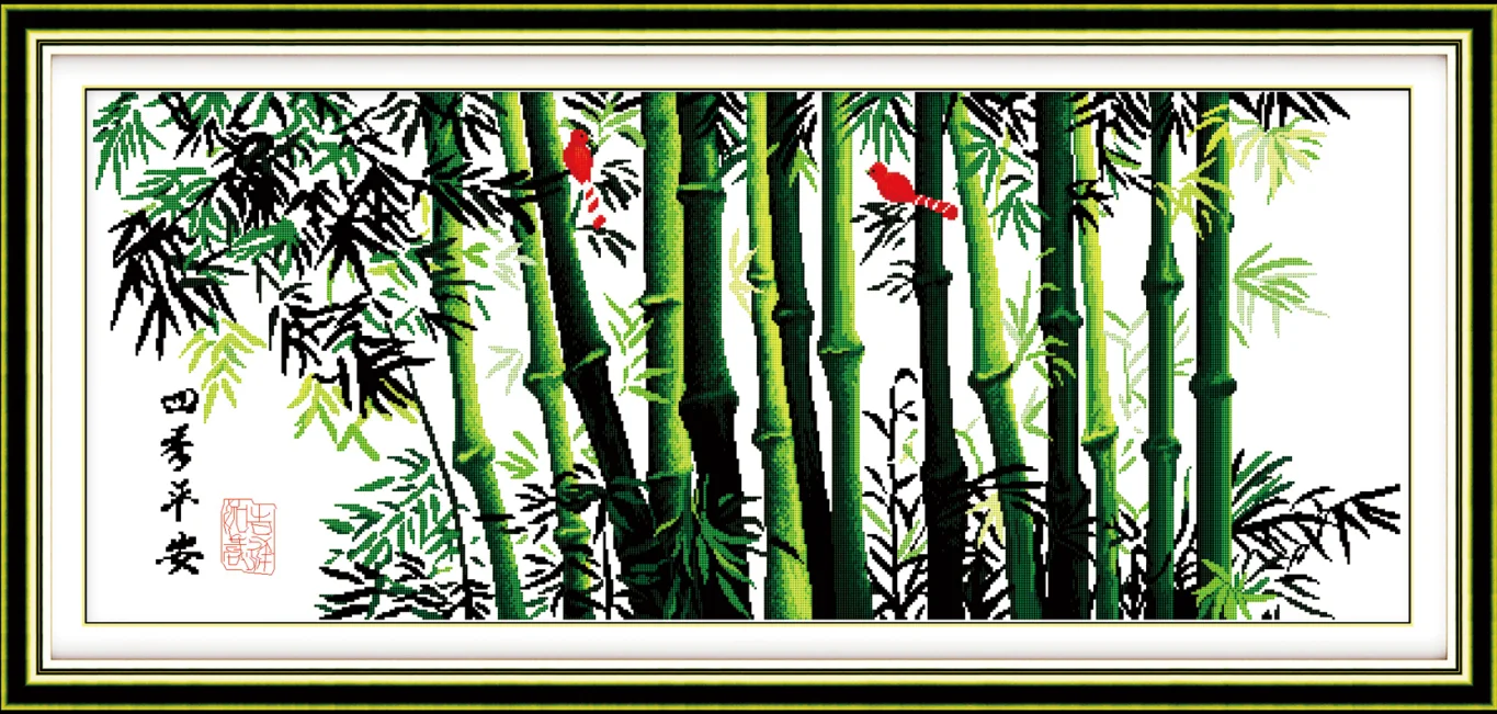 Bamboo edition-Four Seasons Peace cross stitch kit 14ct 11ct count printed canvas stitching embroidery DIY handmade needlework