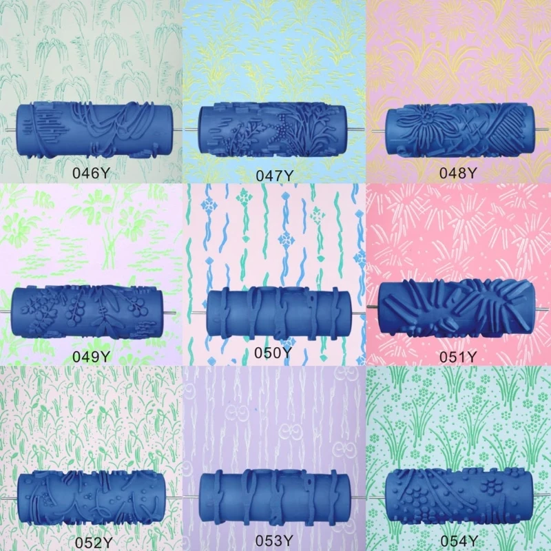 5 inch Embossed Paint Roller Sleeve Wall Texture Stencil Brush Pattern Decor