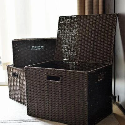 Pasta And Rattan Weave Storage Basket Japanese-Style Storage Box Magazine Finishing Box Storage Basket Plus Large Drawer