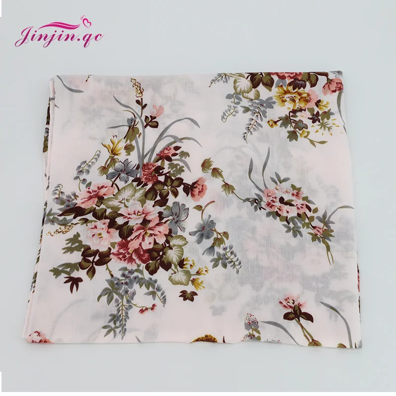 Jinjin.QC Women Scarf Elegant Floral Pattern Scarves Stylish Excellent Quality Cotton Material Fashion Accesories Woman Summer