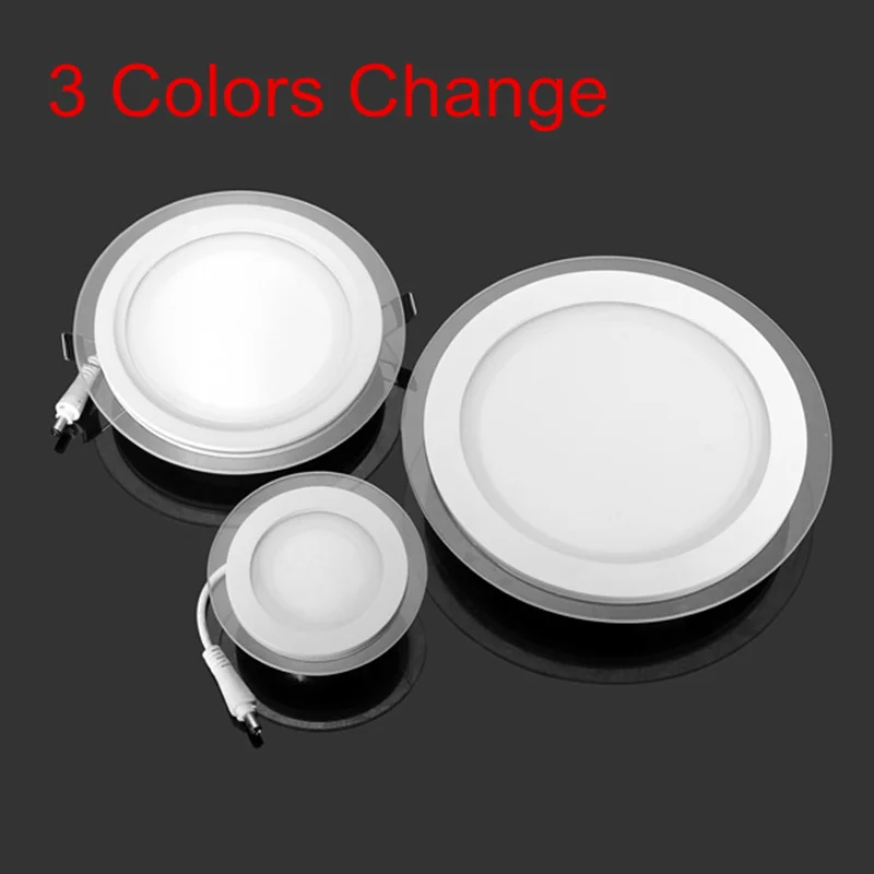 

45pcs 9W LED Recessed Panel Light 3 Colors Change SMD 5630 Celing Lamp Round Spot Lights Lamps LED Panel Downlight