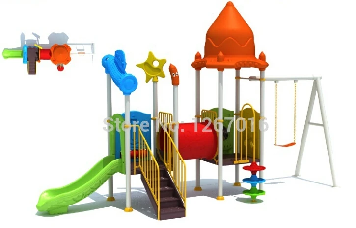 2015 Plastic Slide Children Outdoor Playground Equipment Kids Play Ground Toys Golden Factory Top Quality