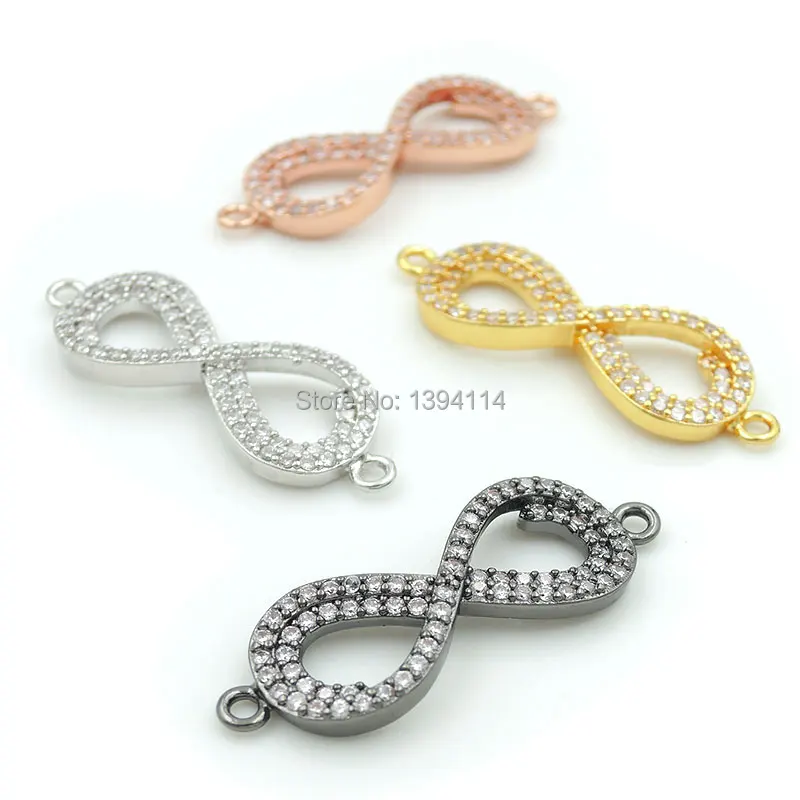 

28*10*3mm Micro Pave Clear CZ Infinity Symbol Arc Connector Fit For Women As DIY Bracelets Accessory