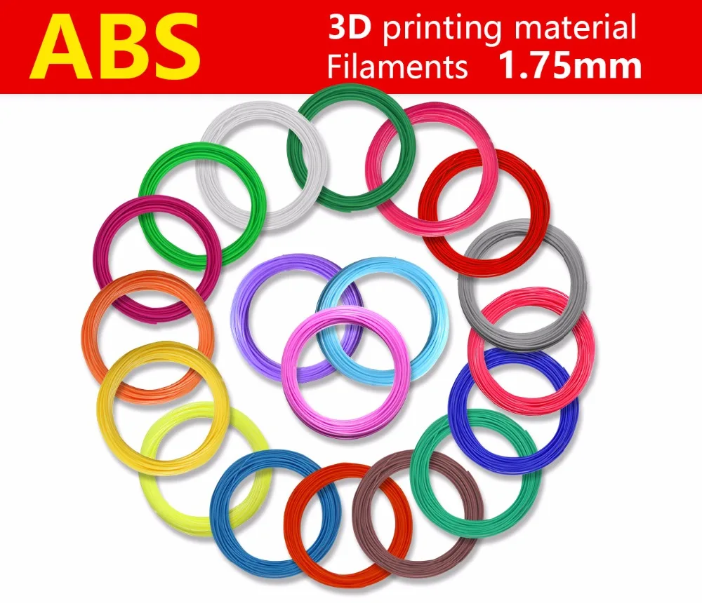 3d impreso pluma filamento ABS/PLA 1.75mm 20 colores (5 m/10 m * color) Creativo perfecto 3d pens plumas de plástico materiales de seguridad Ambiental