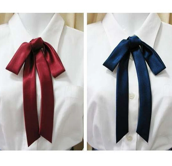 JK Japanese School Uniforms quality satin ribbon bow tie lengthening lead multicolor flower tie