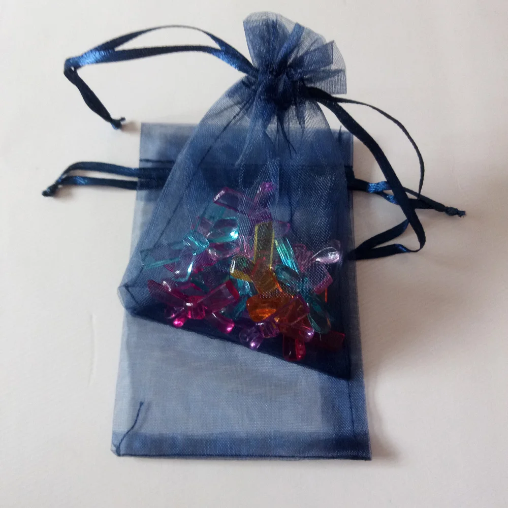 Navy Blue Organza Bag 100pcs Jewelry Packaging Display Jewelry Pouch Gift Bags Drawstring Bag Woman Gift Storage Display Bags