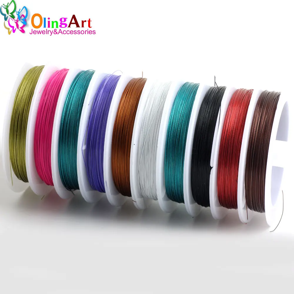 OlingArt 60m*0.38mm 1/Roll Enameled Tiger Tail Wire Ropes Accessories Line Multiple Colour DIY Bracelet Necklace Jewelry Making