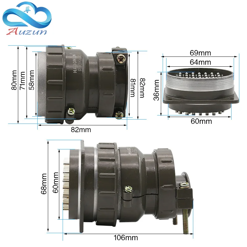 Aviation plug socket round connector P60 series 45core47core diameter 60MM aviation plug