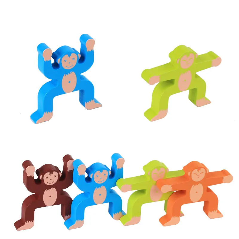 Children's wooden toy monkey model balance animal stacking game education toddler kid birthday gift