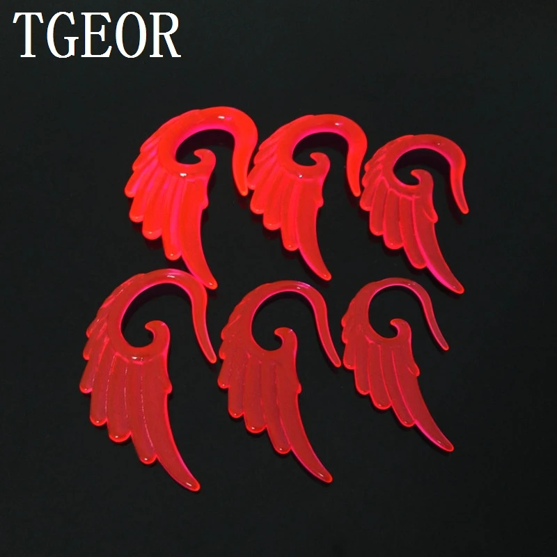 HOT 1 Pair mixed 6 gauges mixed clear colors Wing shape UV acrylic ear expander free shipping