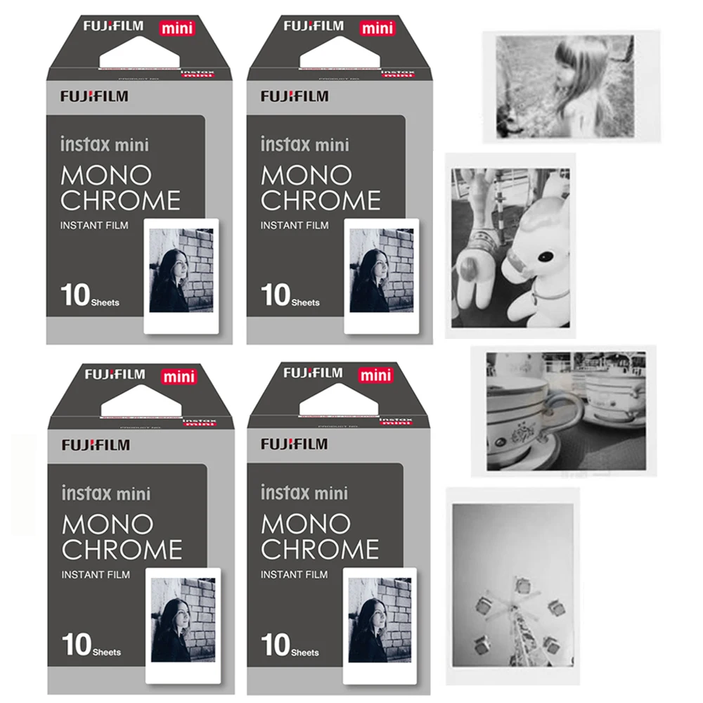 

New Fujifilm Instax Mini 8 Film Monochrome 40 sheets For Mini 12 11 9 8 7s 7 50s 50i 90 25 dw Share SP-1 Instant Photo Camera