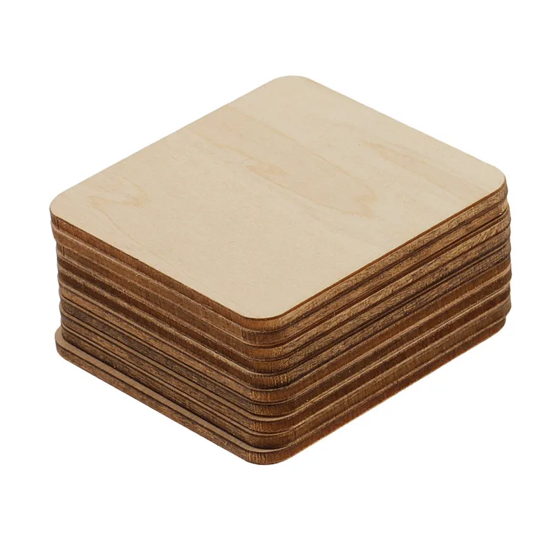 50pcs 30mm 1.18inch Square plywood Wooden Blank Wood Slices DIY Crafts Common wood for Creating Jewelry DIY