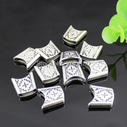 10pcs Tibetan Silver Slider Spacers Beads For Leather Cord Bracelets Findings DIY Making Accessories Hole: approx 10.5x2.5mm