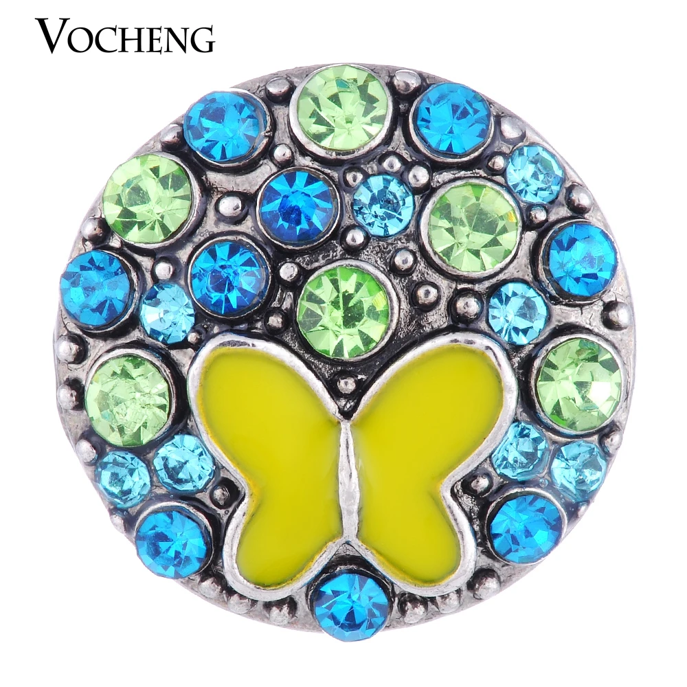 Vocheng Snap Charms 18mm Hand Painted Butterfly 2 Colors Rhinestone Vn-1014 Free Shipping