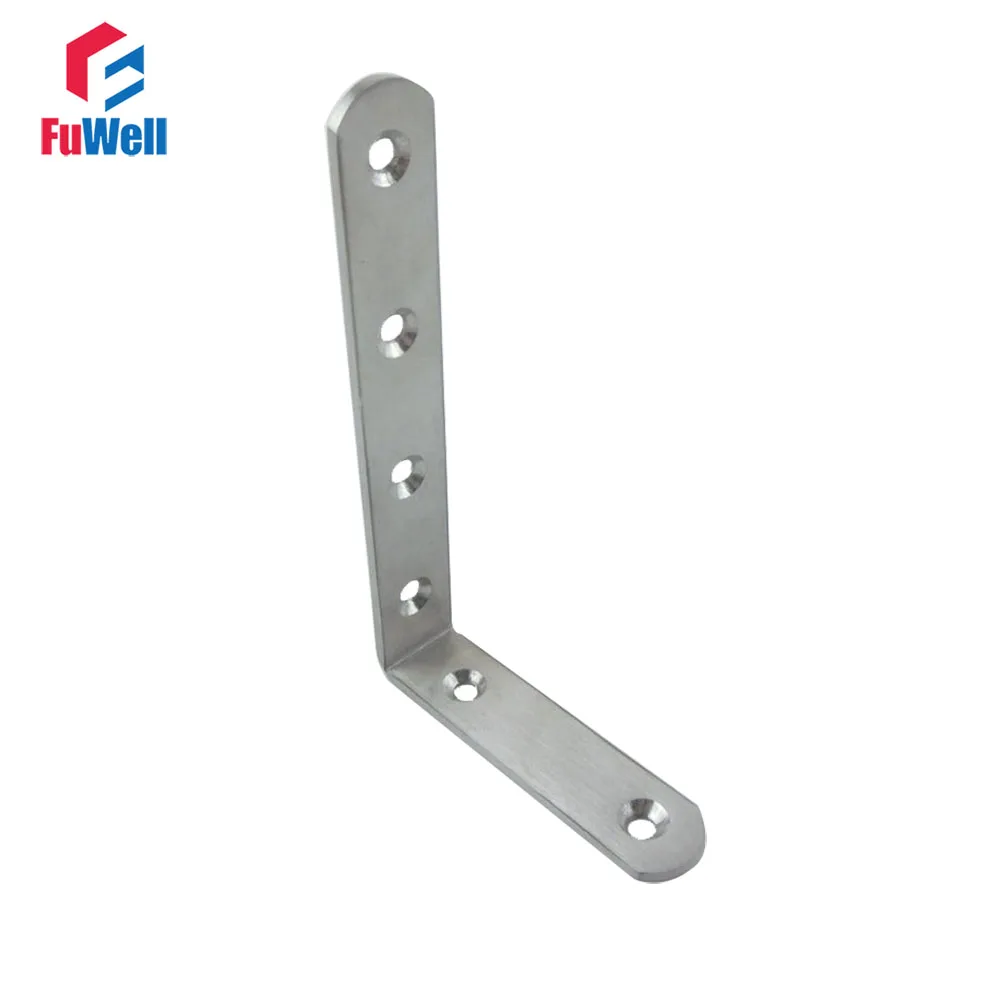 

2pcs 100mm x 150mm 90 degree Corner Brackets 4mm Thickness Stainless Steel Angle Bracket for Bed Cabinet Table Furniture