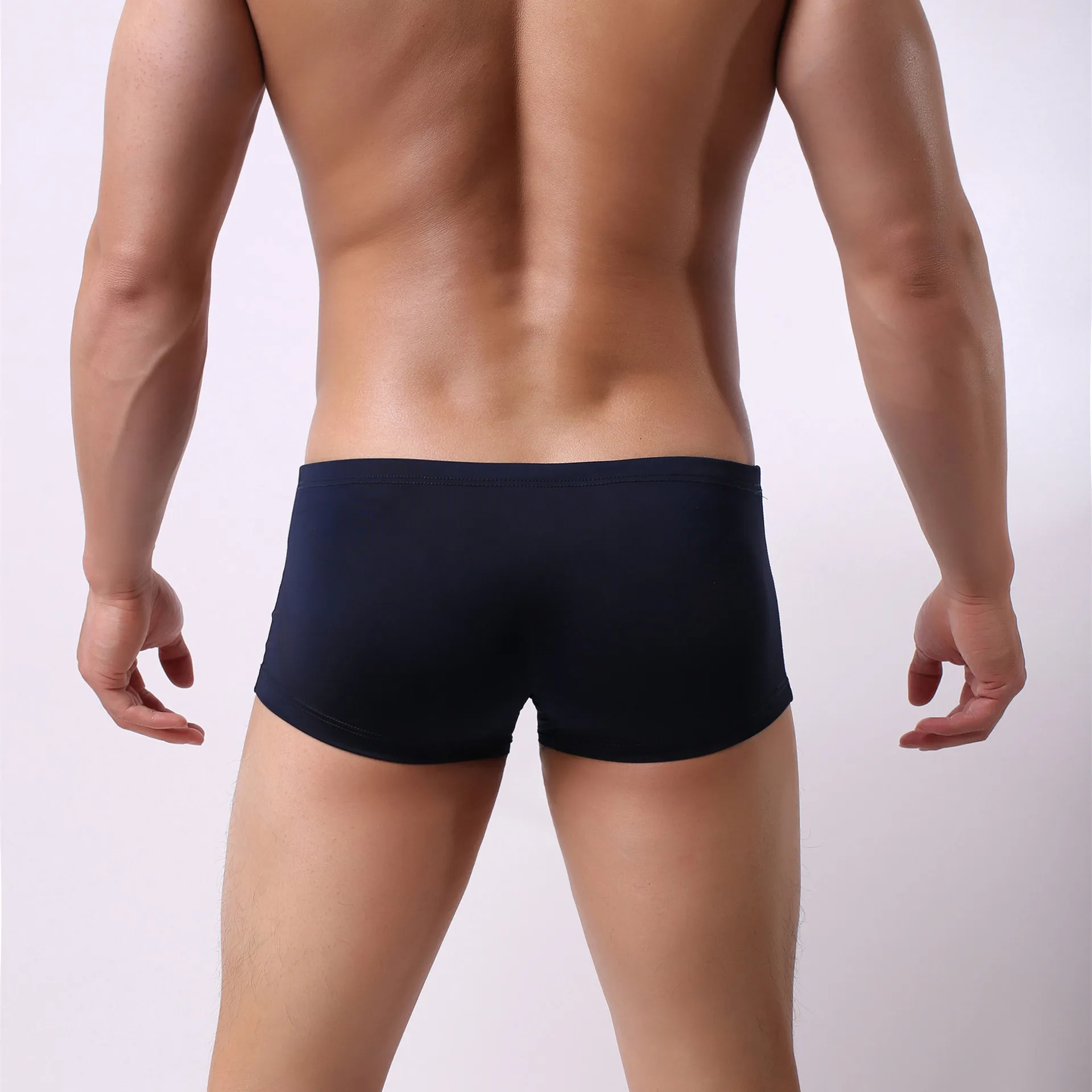 Men summer silky U convex men pants shorts design swimming trunks men ice silk short