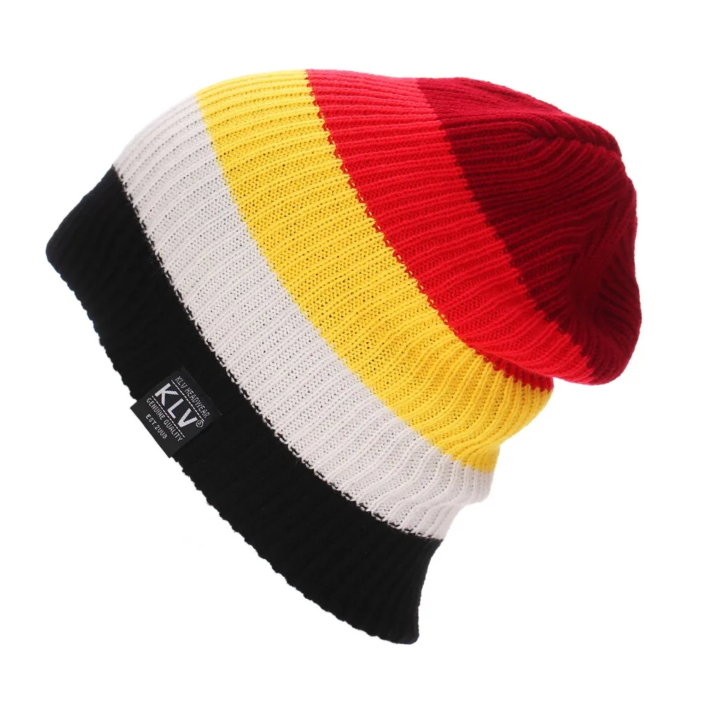 2016 KLV Brand Bonnet Beanies Knitted Winter Caps Skullies Winter Hats For Women  Outdoor Ski Sports rainbow Beanie Gorras