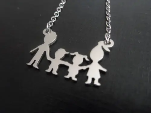 XMAS gift 20pcs Free ship Happiness of a family of four Jewelry charms Stainless Steel Pendant  unisex   No chain