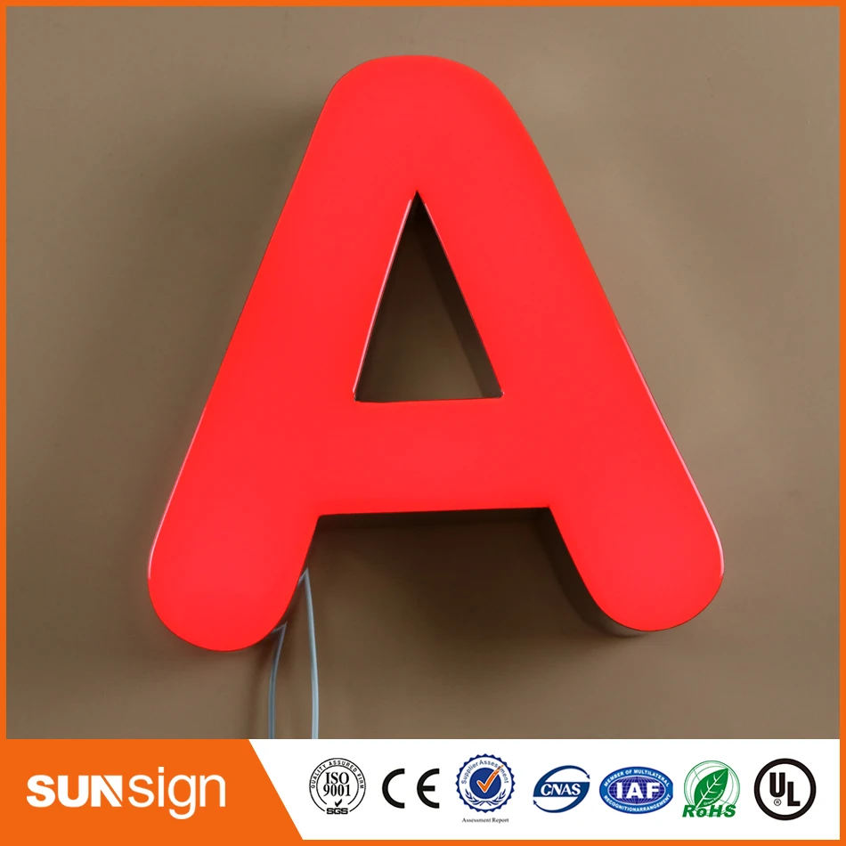 Custom illuminated sign 3d stainless steel letters with LED light