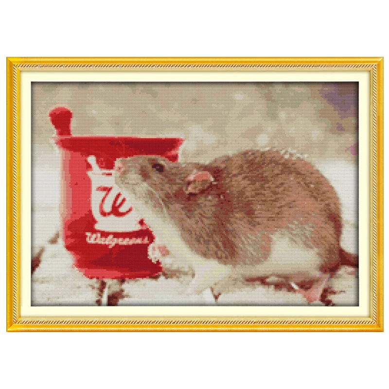 Rat Animals Patterns Counted Cross Stitch Set DIY 11CT 14CT 16CT Stamped DMC Cross-stitch Kit Embroidery Needlework Home Decor