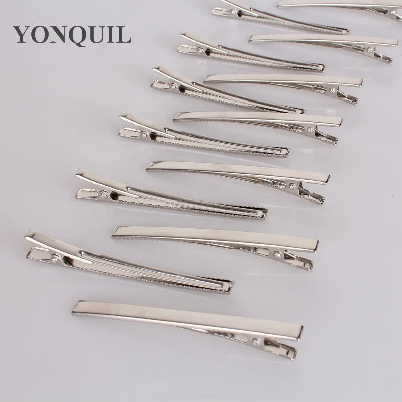 

High quality 80mm Silver tone hair clips Single Prong alligator clip teeth clips handwork DIY craft hair accessory 100pcs/lot