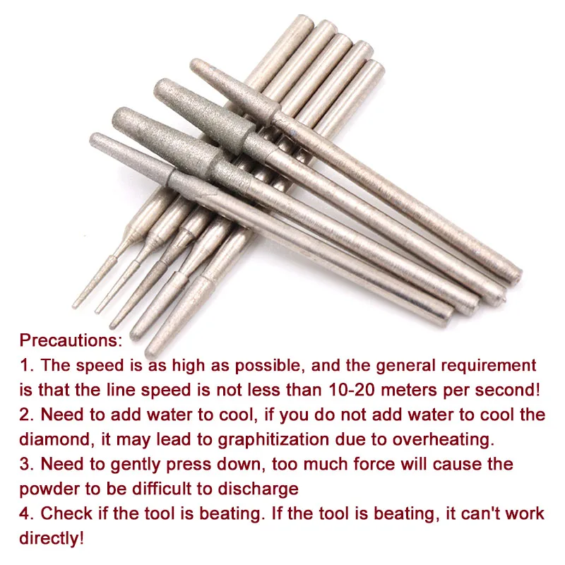 5/10pcs Grit 600/1200 Diamond Grinding Head 1-4mm Rotary Drill Bits Burrs Metal Stone Jade Engraving Carving Tools B Needle