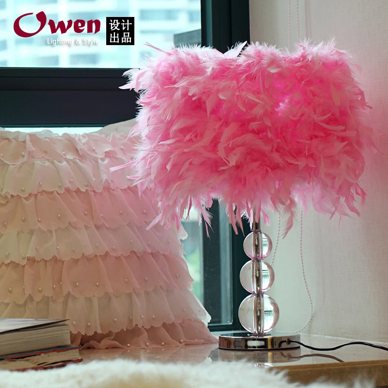 crystal feather crystal lamps Owen Lighting cozy bedroom bedside lamp table lamp creative romantic wedding  ZCL ZL345