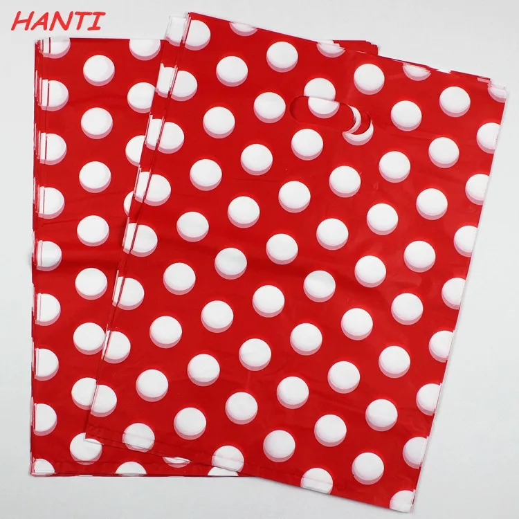 Wholesale 100pcs/lot 30x40cm Round Dots Red Plastic Gift Bag Jewelry Boutique Gifts Clothing Packaging Bag Plastic Shopping Bags