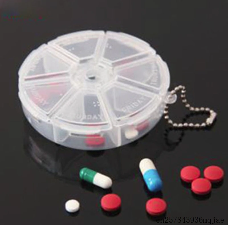 

200pcs 7 Day Weekly Round Pill Box Medicine Box Holder Splitters Case Storage Organizer Boxes Container Case