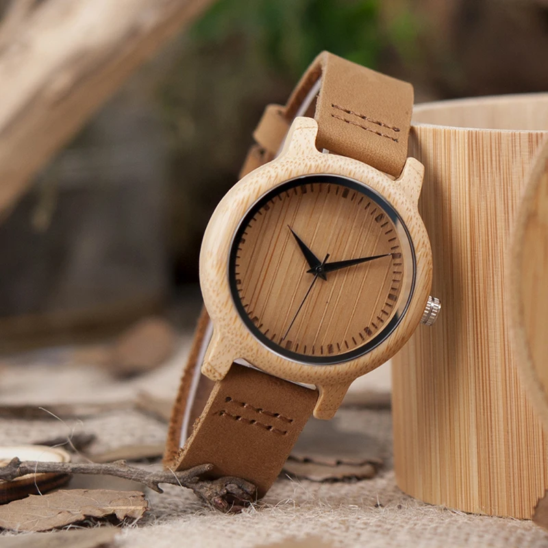 BOBO BIRD Ladies Casual Quartz Watches Natural Bamboo Wristwatch Top Brand Unique Clock For Couple in Gift Box