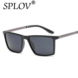 SPLOV Fashion oversize Polarized sunglasses Luxury square sunglasses men brand designer metal Unisex women mirror celebrity