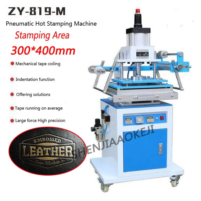 ZY-819M Pneumatic gold Hot Stamping Machine Large area 300*400MM Leather Embossing Machine Die indentation