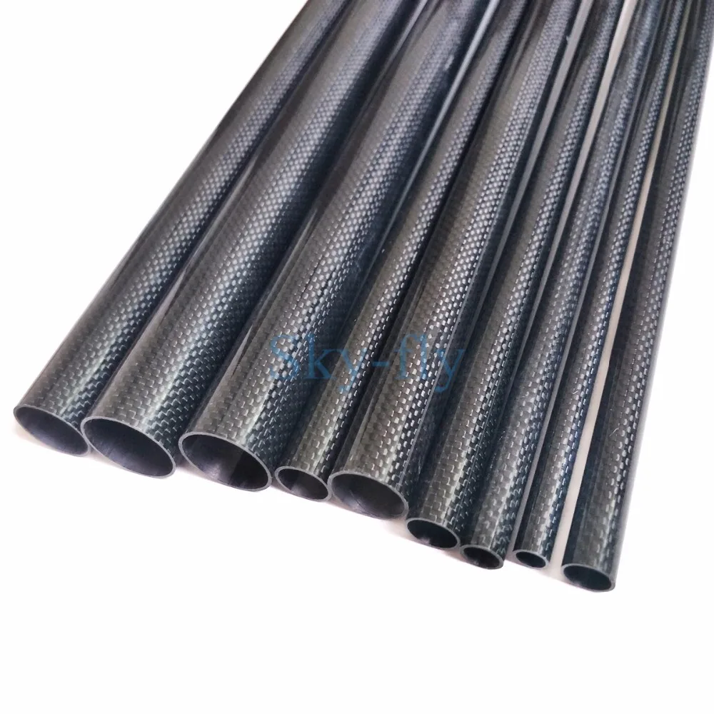 2pcs Roll Wrapped Carbon Fiber Tube 3K Glossy surface Dia 10mm 12mm 14mm 16mm 18mm 22mm 24mm 26mm 28mm 30mm 32mm Length 500mm