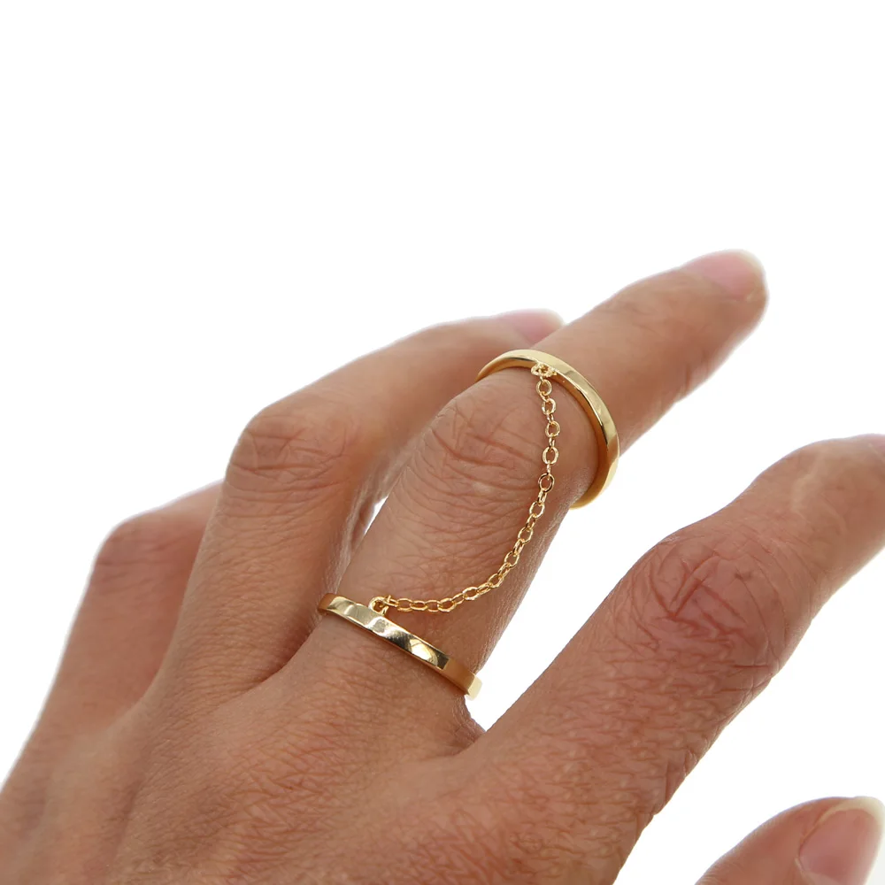 Hot Sale Women Bridal Ring gold color jewelry Accessories Finger Rings for Women Double Rings Silver color Jewelry Charm Gift