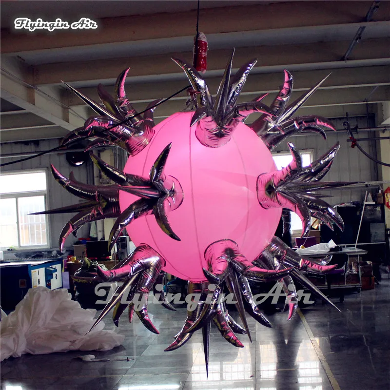 

Customized Party Lighting Inflatable Balloon 2m Diameter Hanging Satellite Pendent Star For Concert And Party Decoration