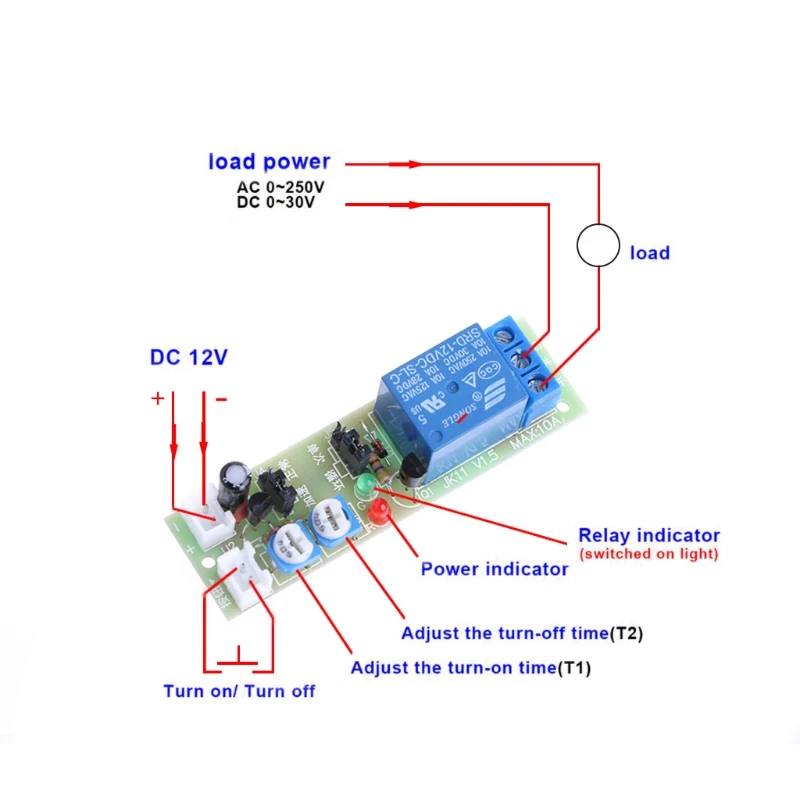 12V DC Infinite Cycle Delay Timing Timer Relay ON OFF Switch Loop Module Trigger