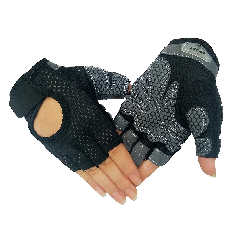 1 Pair Men Women Gym Half Finger Sports Fitness Exercise Training Wrist Gloves Anti-slip Resistance Weightlifting Gloves