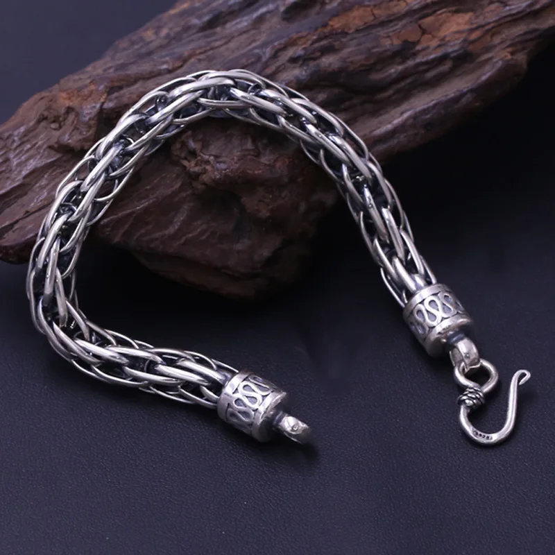 

Wholesale S925 Sterling Silver Jewelry Vintage Thai Silver Men's Hand Knitting Rattan Coarse Domineering Bracelets