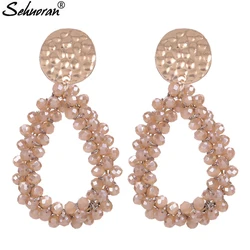 Sehuoran Aretes Drop Earrings For Women Crystal beads Dangle Earrings Statement Earrings Big Oorbellen Fashion Jewerly Brand Ear