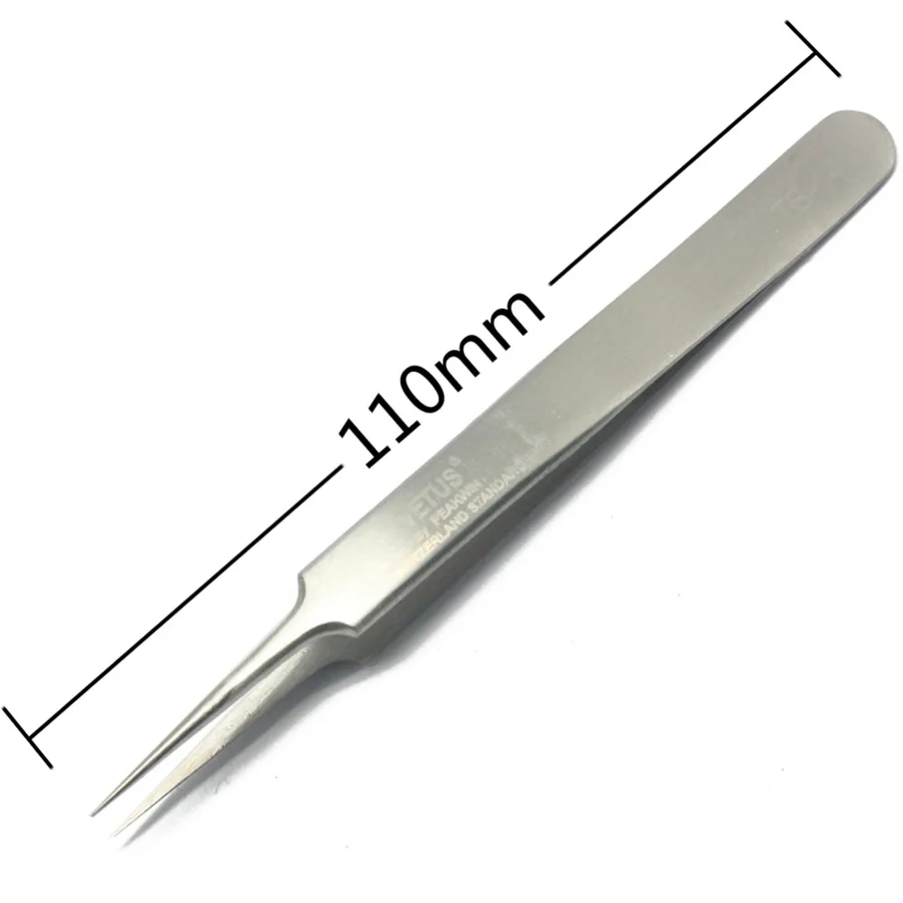 

Aidetek New Steel Fine Tip Straight design Tweezers Forceps Non-magnetic chips IC SMD SMT compone TS-14